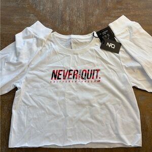 NWT NFQ Crop Long Sleeve Shirt with Motivational Print